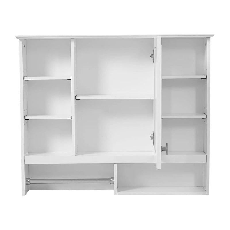 Wall Mount 2 In 1 Mirror Cabinet With Adjustable Shelves, Open Storage, For Bathroom Vanity - White by HouseOfZazla