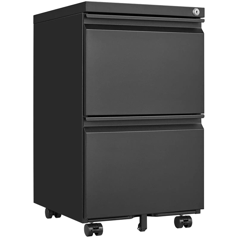 2 Drawer File Cabinet With Lock, Metal Under Desk Rolling Filing Cabinet Fits Letter / Legal / A4 Size For Home Office, Mobile Filing Cabinet by HouseOfZazla