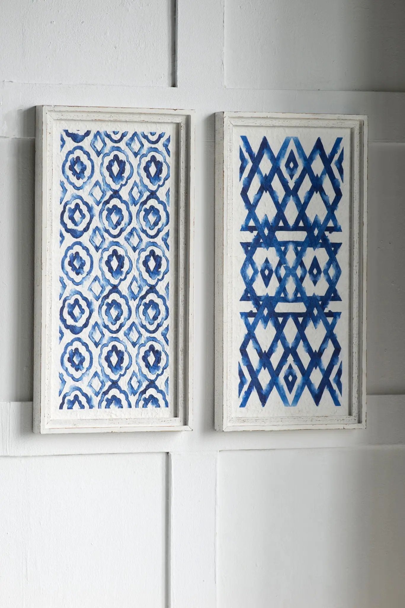 Hanging Sculptures, Modern Wall Art Decor (Set of 2) - White / Blue by HouseOfZazla