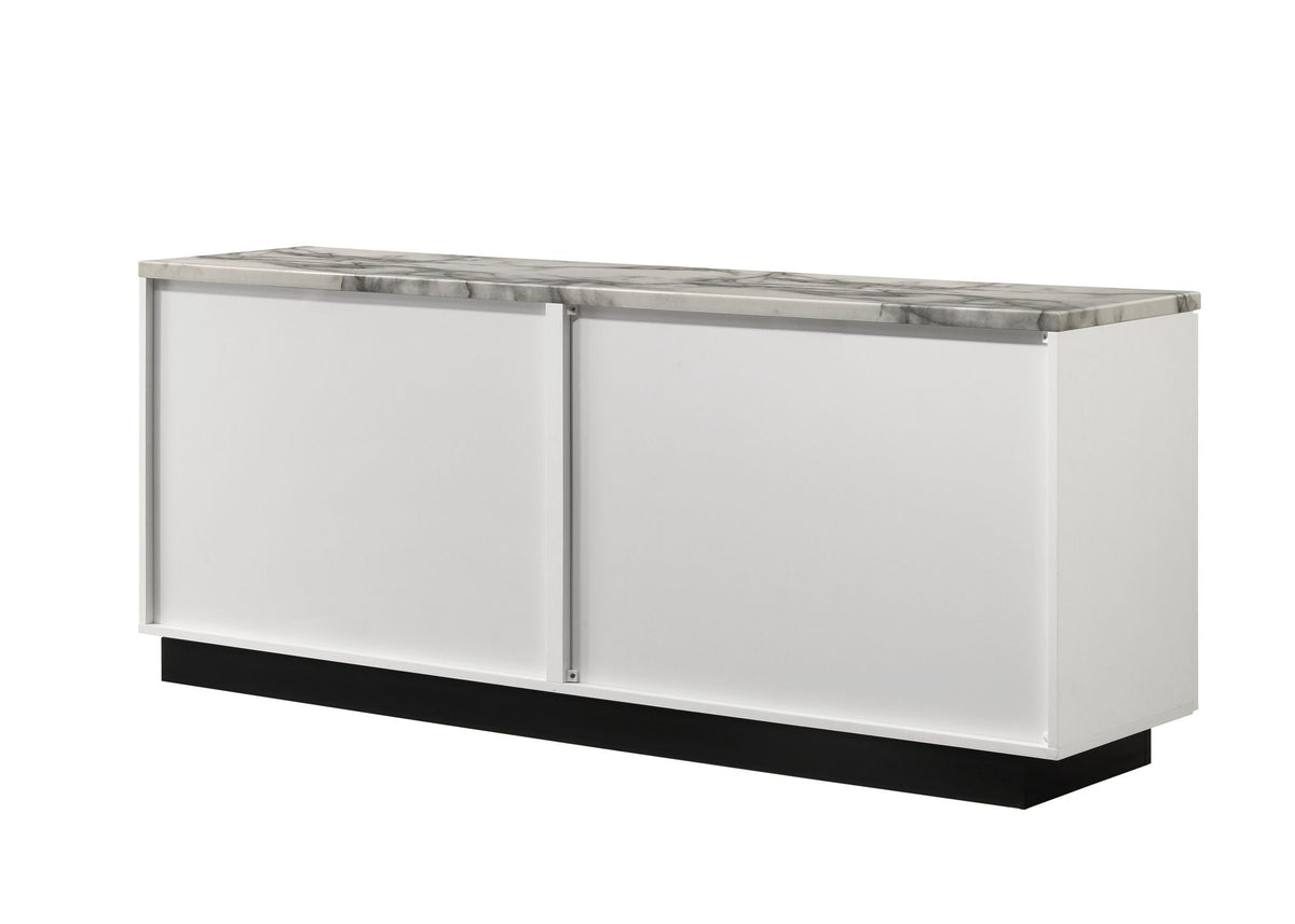 Matilda Cabinet Console Table with White Faux Marble Top - Black Base, photo 2 of 4