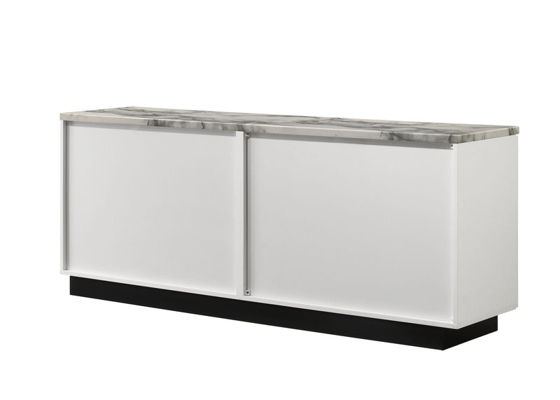 Matilda Cabinet Console Table with White Faux Marble Top - Black Base, photo 2 of 4