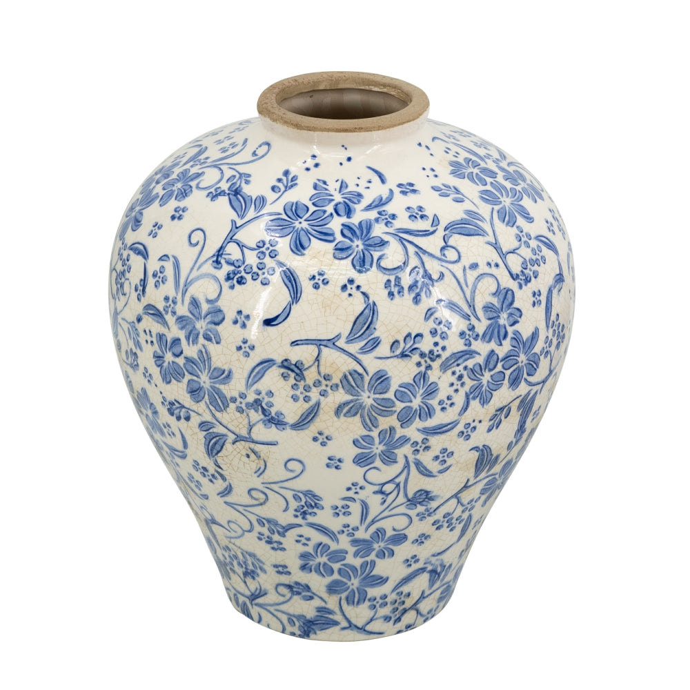 D9.1x11" Round Ceramic Vase with Distressed, photo 2 of 9