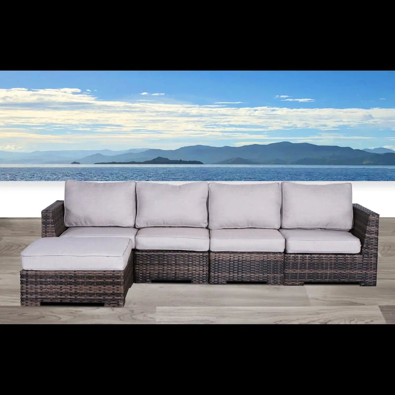 Wide Patio Sectional With Cushions - Brown by Unique Piece Furniture