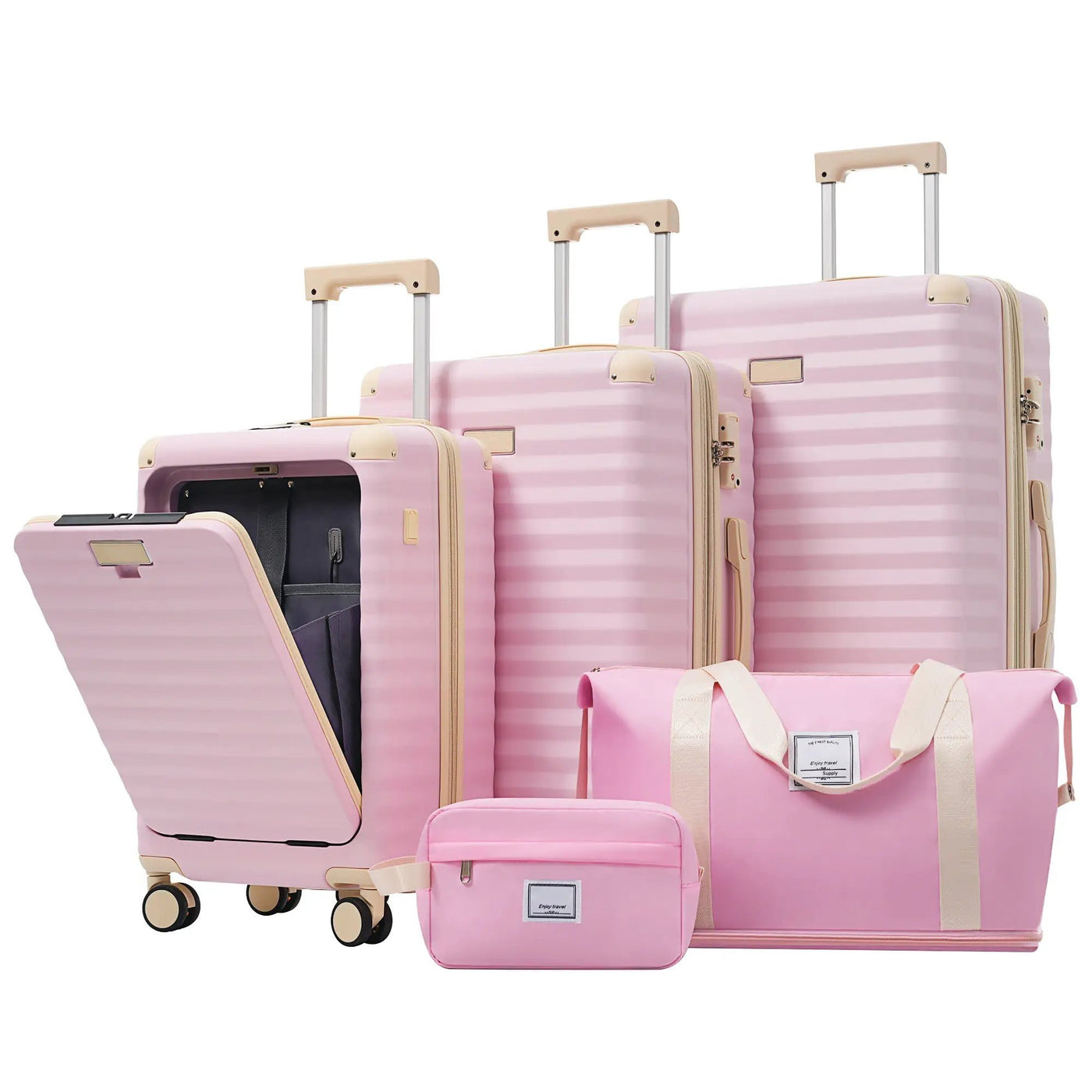 Deluxe 5-Piece Hard-Side Luggage Set with USB and TSA Locks by HouseOfZazla