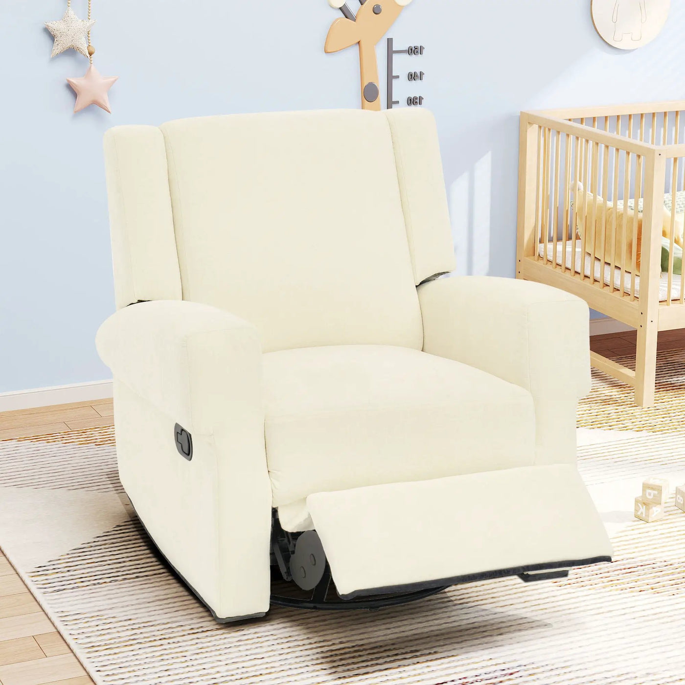 Manual Recliner Chair With Swivel Rocker Function, Dual Recline Angles by Unique Piece Furniture