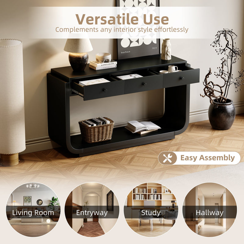 Classic-Style Console Table with Storage and Display Shelf - Black, photo 8 of 10