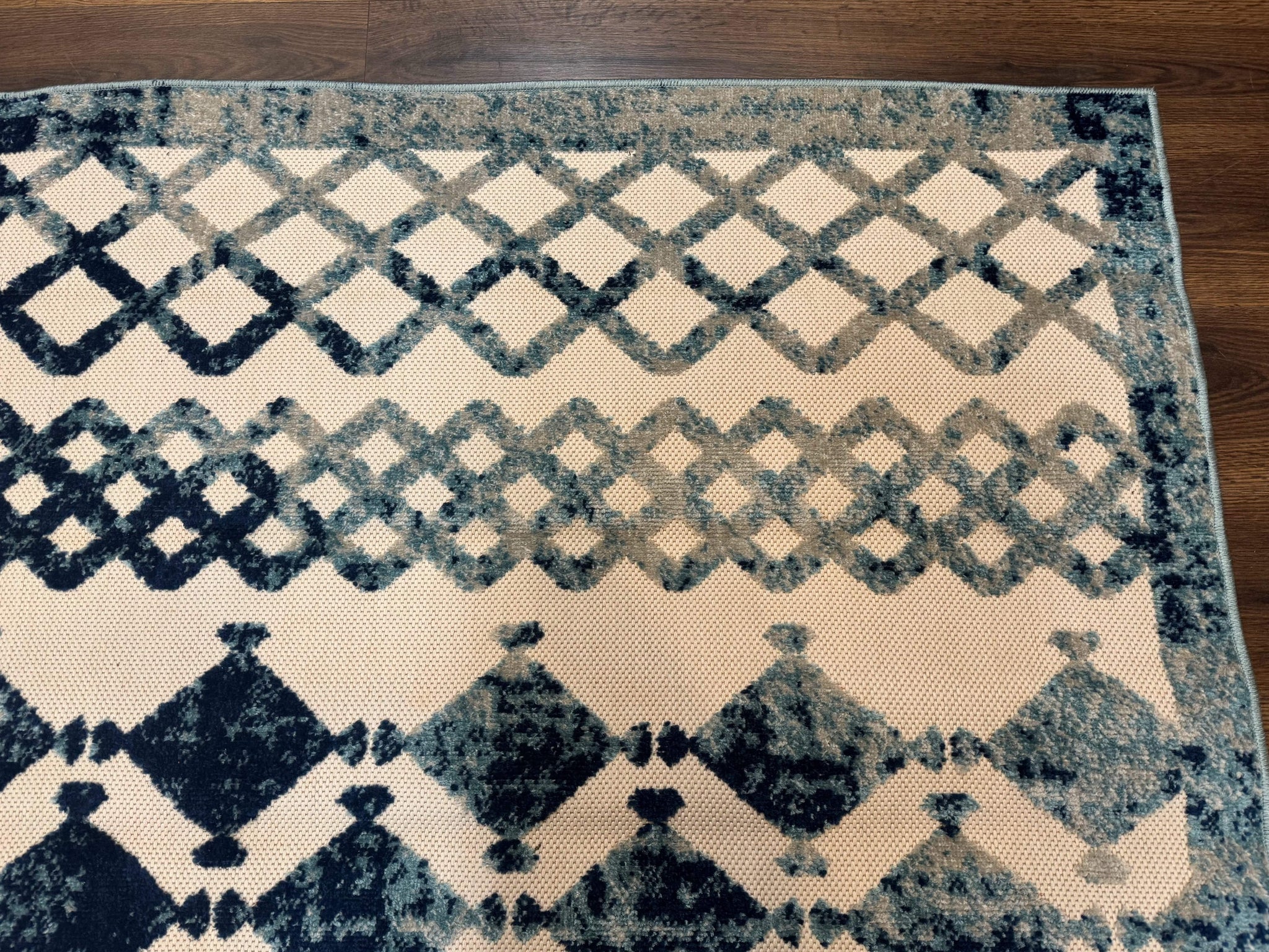 Modern Rug 8x10, Abstract Rug, Oat and Blue, Raised Pattern, Modway Rug Collection by Jewel Rugs