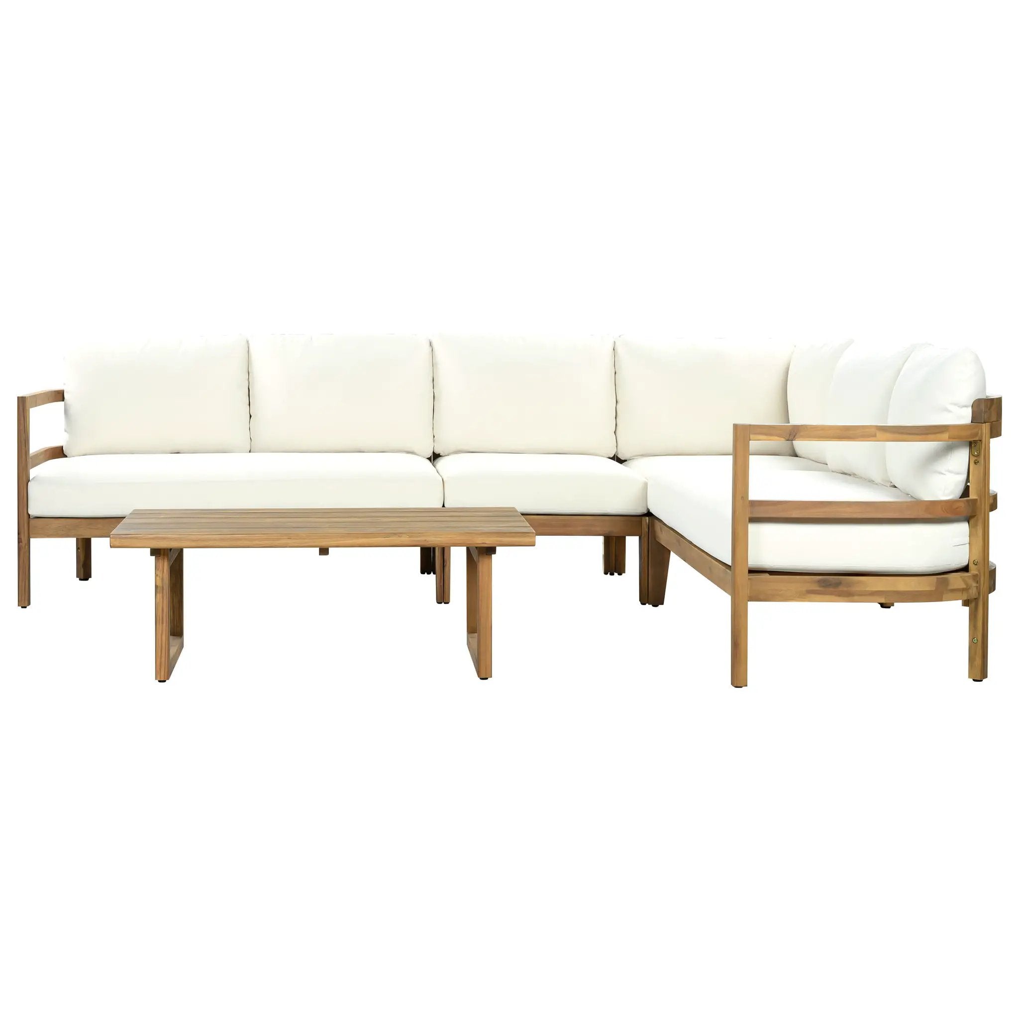 Outdoor Acacia Wood 5-Seater Sectional Sofa Set by HouseOfZazla