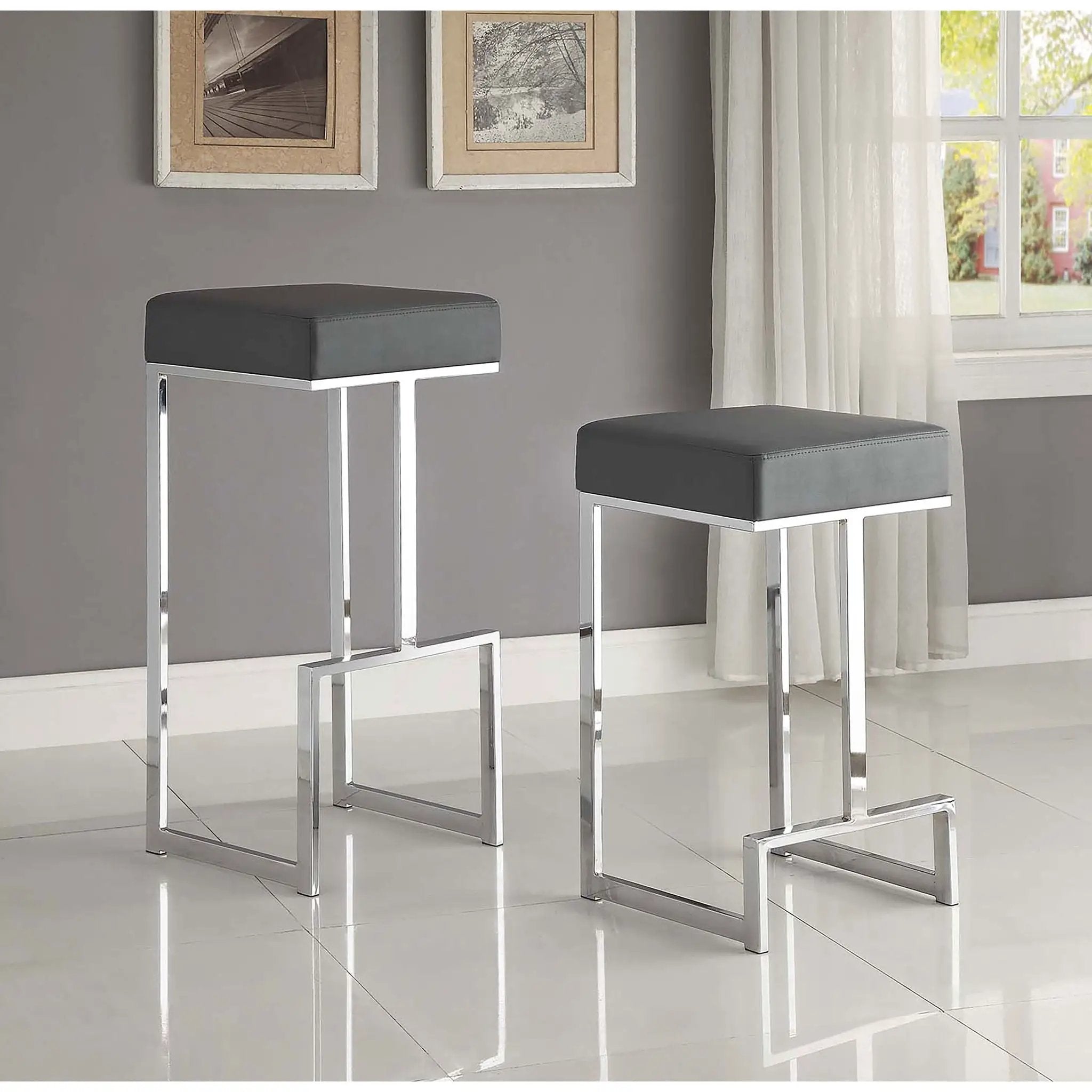 Upholstered Bar Stool With High-Shine Legs by HouseOfZazla