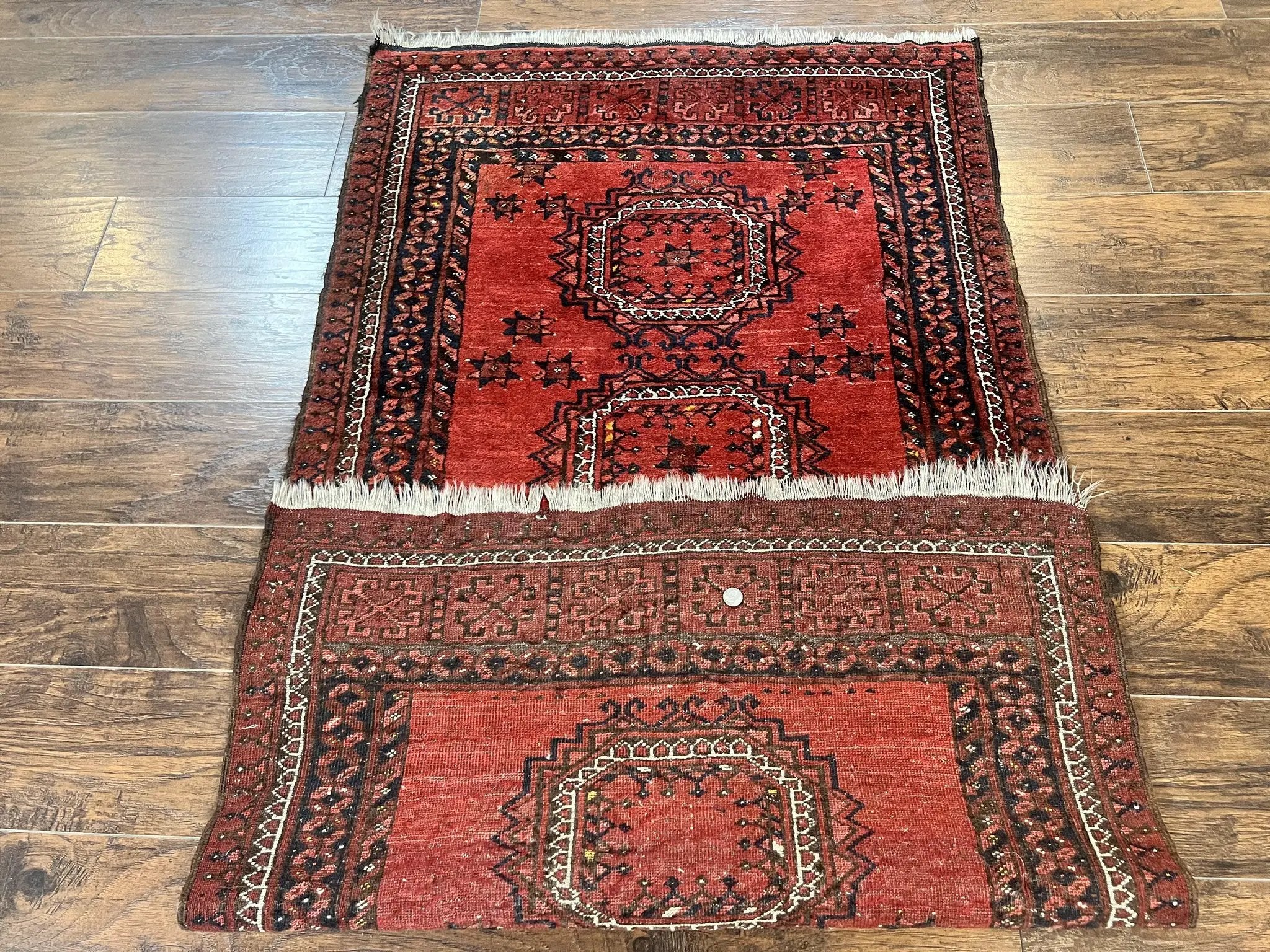 Afghan Rug 3x6, Semi Antique Vintage Oriental Carpet, Wool Handmade Red Rug, Tribal Rug, Afghan Beshir Rug by Jewel Rugs
