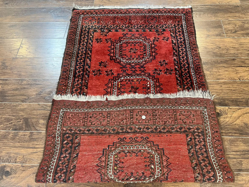 Afghan Rug 3x6, Semi Antique Vintage Oriental Carpet, Wool Handmade Red Rug, Tribal Rug, Afghan Beshir Rug by Jewel Rugs
