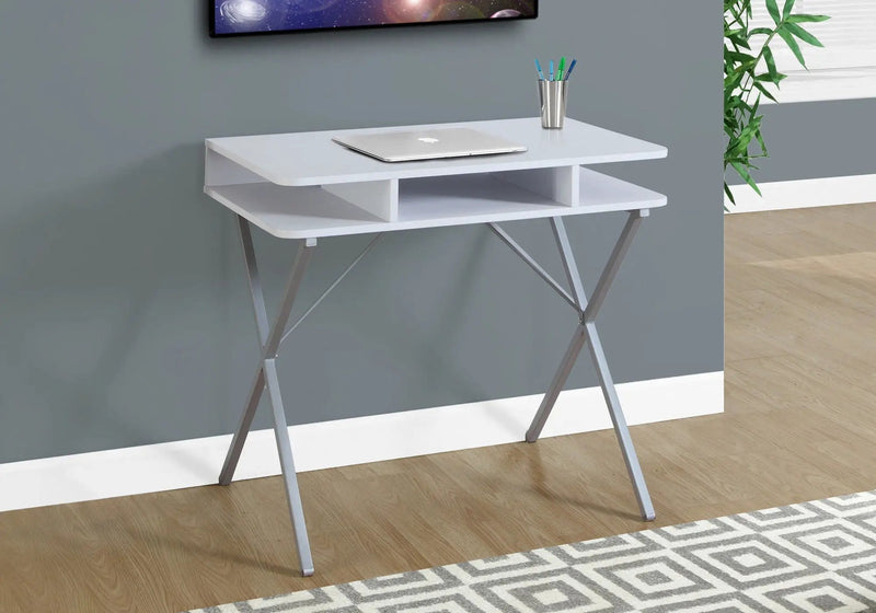Computer Desk For Home Office, Laptop, Storage Shelves, Modern Convenient Design - White by HouseOfZazla