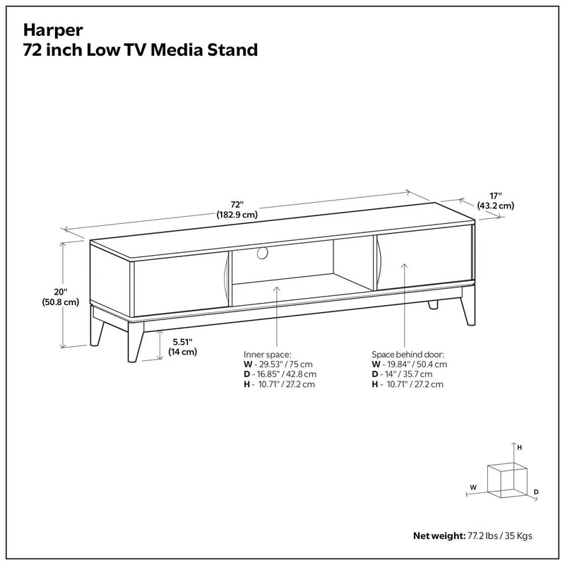 Harper - Low TV Media Stand - Walnut Brown by HouseOfZazla