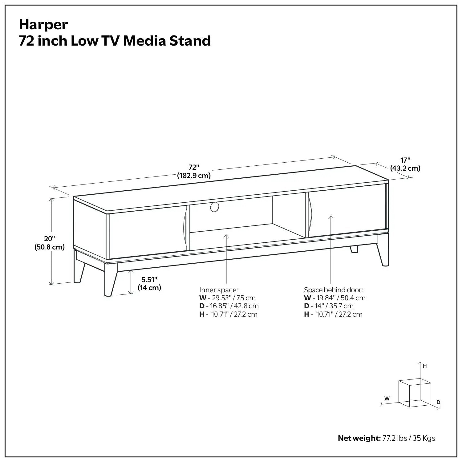 Harper - Low TV Media Stand - Walnut Brown by Unique Piece Furniture