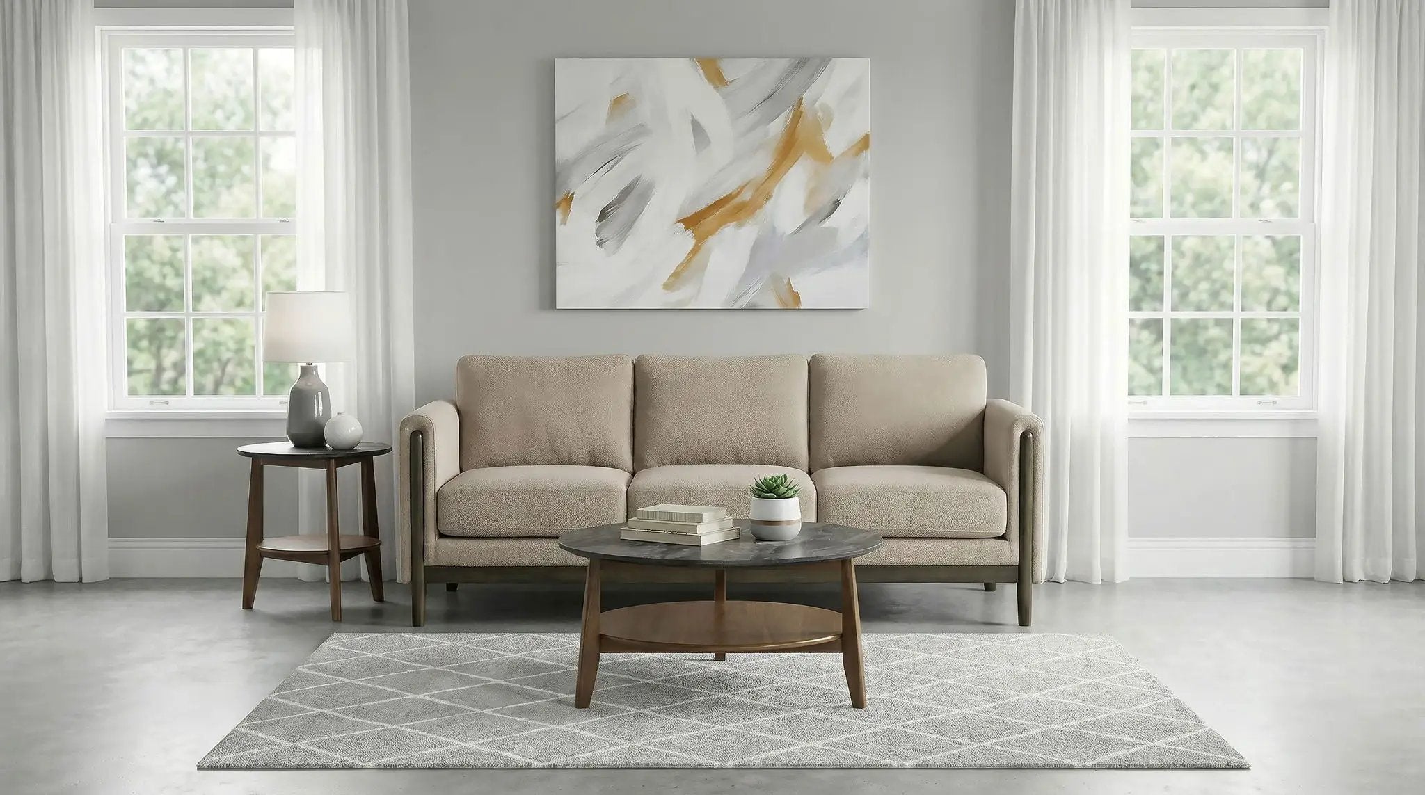 Islington Fabric Upholstered Panel Arm Sofa Taupe by Unique Piece Furniture