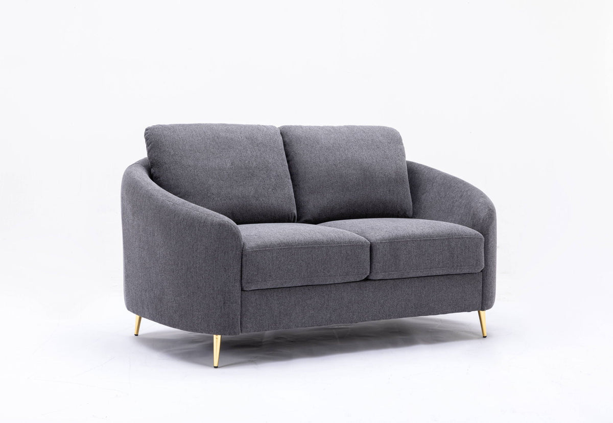 Yuina Linen Loveseat with Chrome Metal Legs - Gray