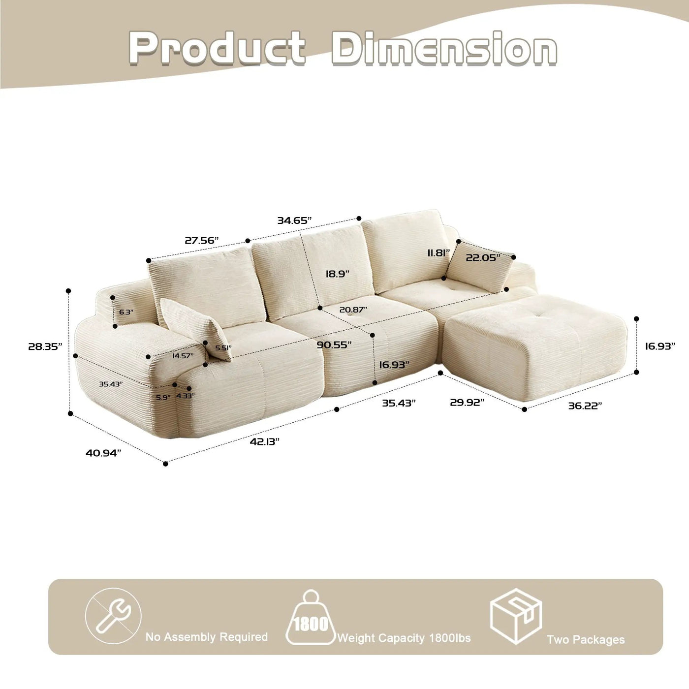 Compressed Sofa Large Sectional Couches for Living Room by HouseOfZazla