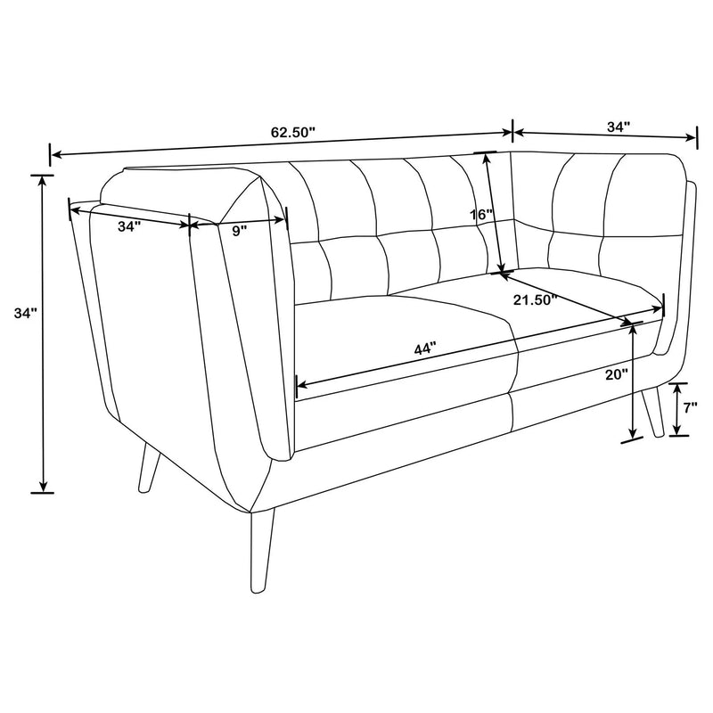 Maximillion - Tuxedo Arms Loveseat - Brown by HouseOfZazla