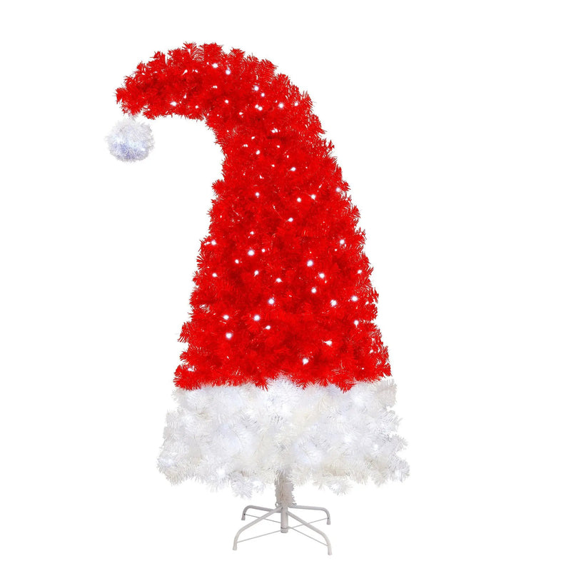 6FT Artificial Christmas Tree with LED Light, Santa's Hat Shape by HouseOfZazla