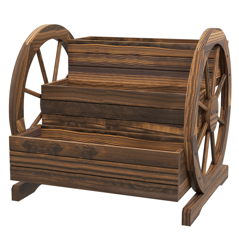 3-Tier Raised Garden Bed Planter with Drainage - Natural Wood, photo 10 of 10