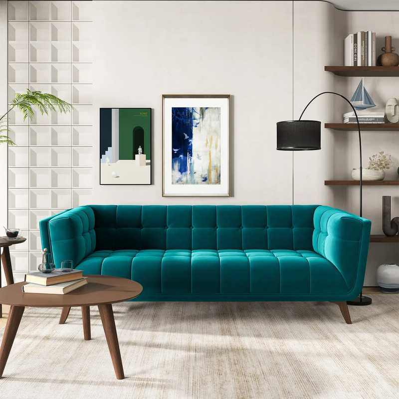 Addison Large Teal Velvet Sofa by HouseOfZazla