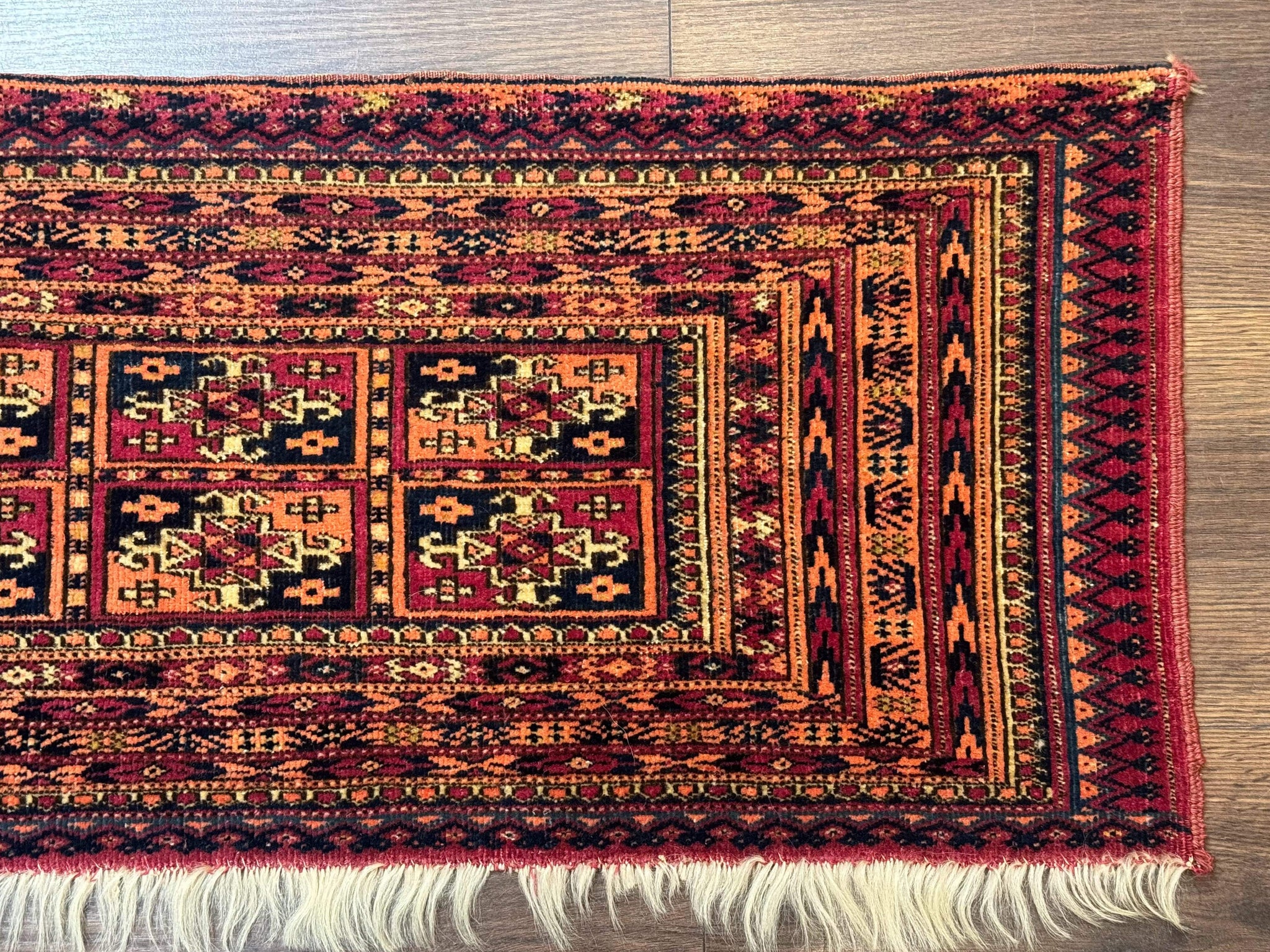Antique Persian Turkoman Mafresh Rug 1x4, Wool, Tribal Collectible by Jewel Rugs