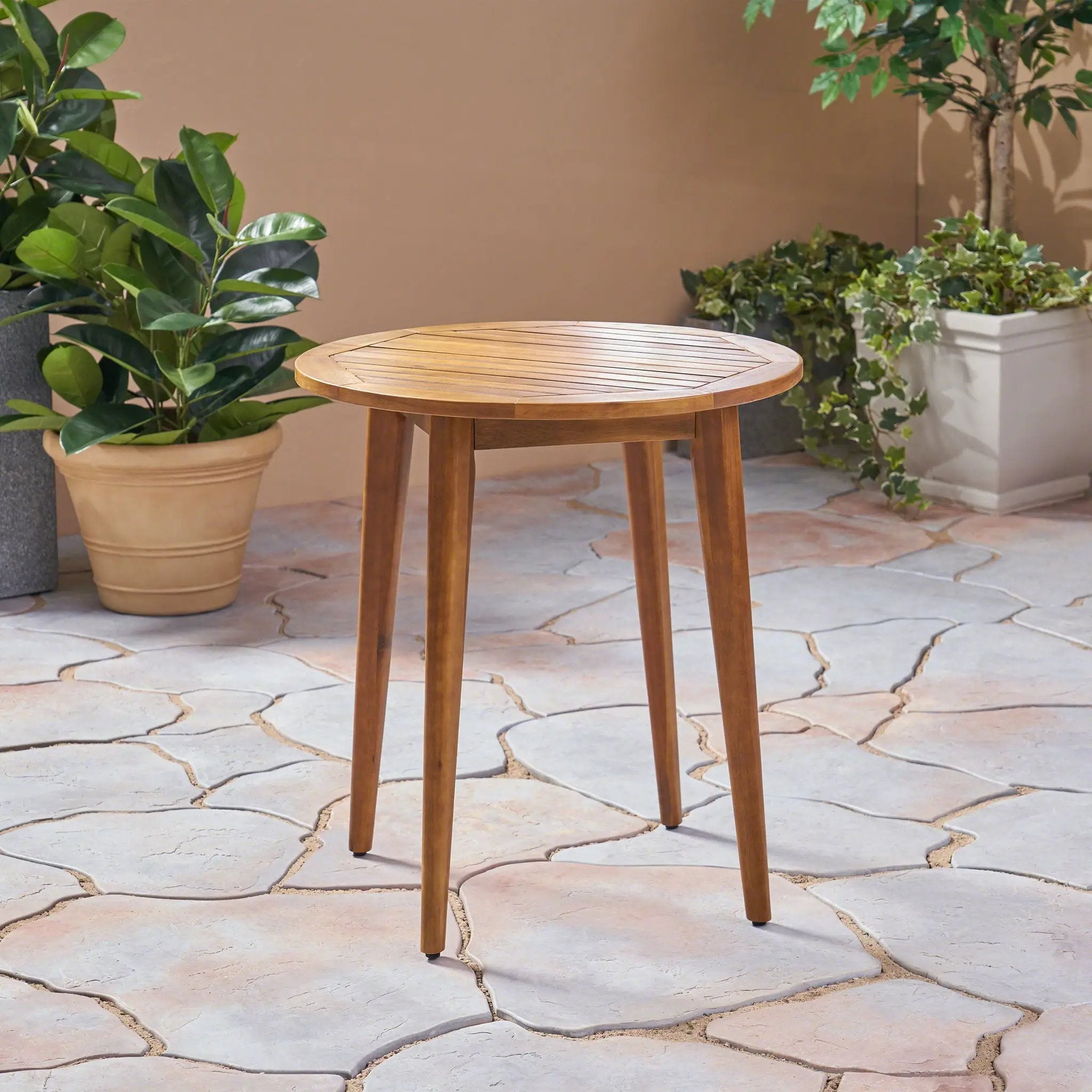 Stamford Modern Outdoor Bistro Table with Water-Resistant Teak by HouseOfZazla