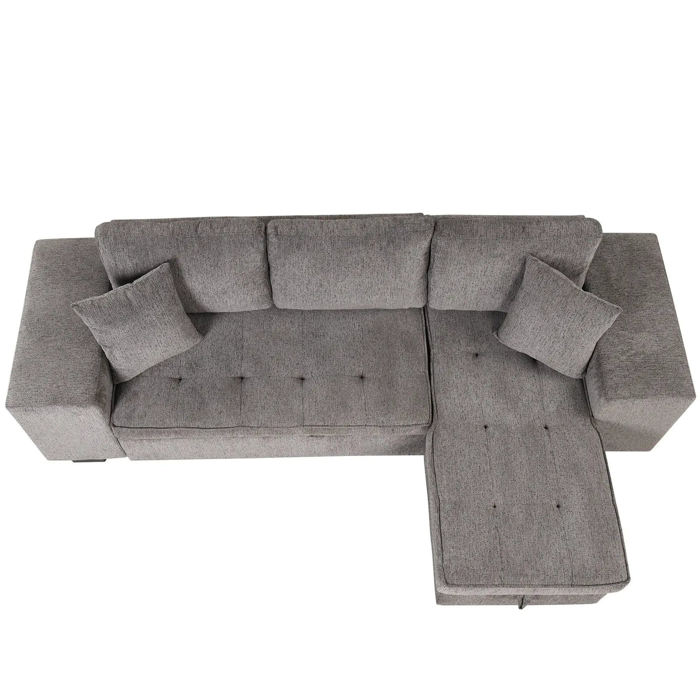 Modern L-Shape 3 Seat Reversible Sectional Couch, Pull Out Sleeper Sofa With Storage Chaise And 2 Stools For Living Room Furniture Set by HouseOfZazla