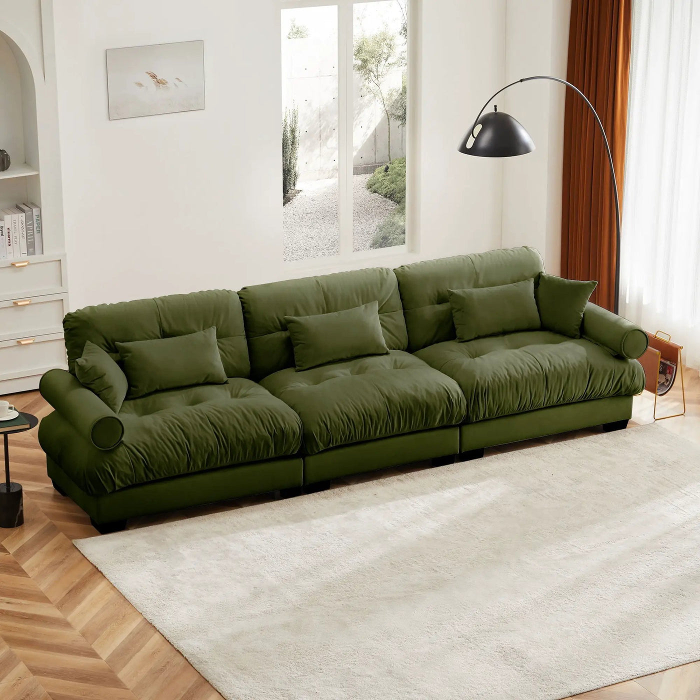 Modern Sofa With Bolstered Armrests And Pillows by HouseOfZazla