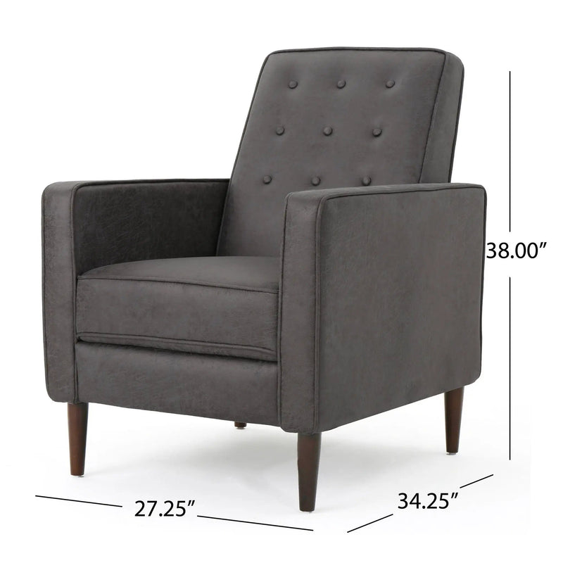 Macedonia - Button Tufted Fabric Recliner - Slate by Unique Piece Furniture