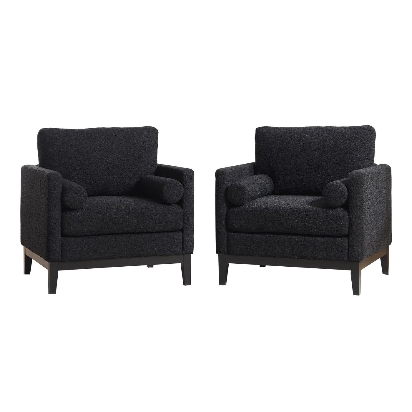 Wide Modern Farmhouse Performance Accent Chair With Legs, Wood Base by HouseOfZazla
