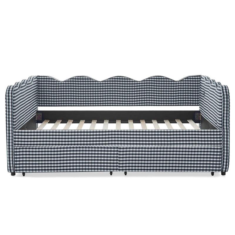Gingham Daybed With USB Charging Port, Wave-Shaped Design by Unique Piece Furniture