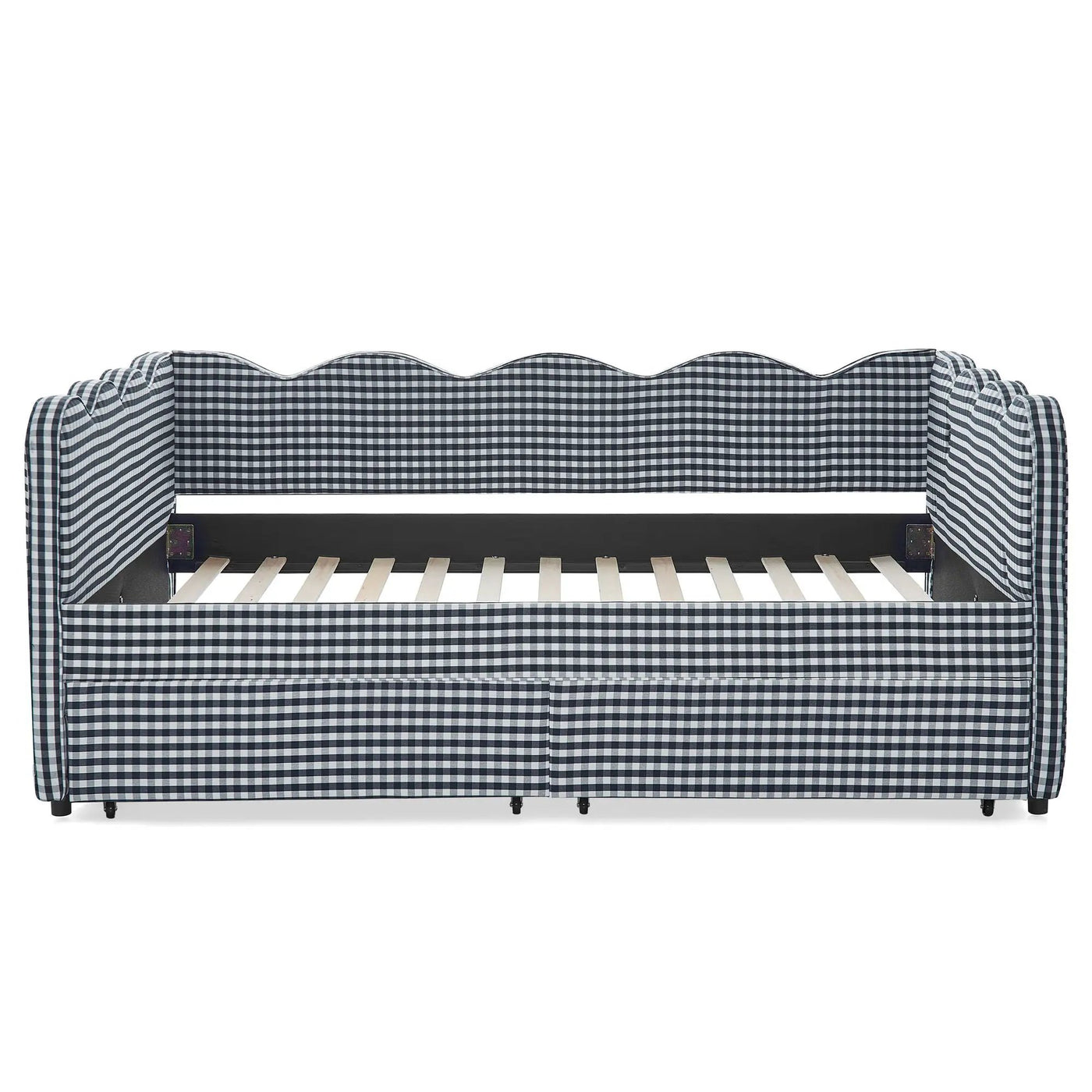 Gingham Daybed With USB Charging Port, Wave-Shaped Design by HouseOfZazla