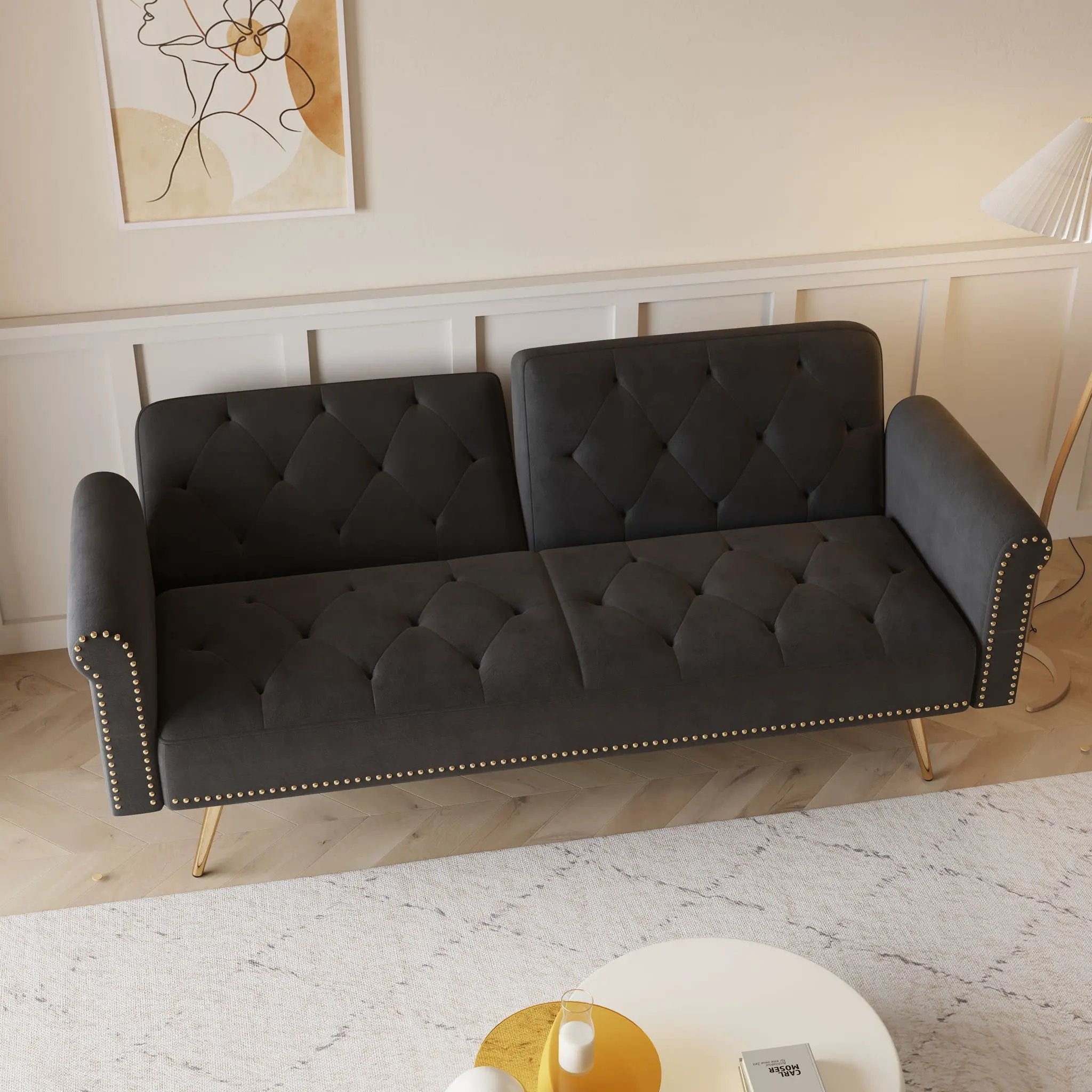 Luxurious Sofa Bed With Nail Head Trim And Matching Pillow by Unique Piece Furniture