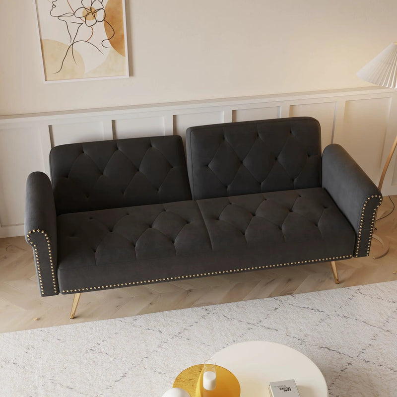 Luxurious Sofa Bed With Nail Head Trim And Matching Pillow by Unique Piece Furniture
