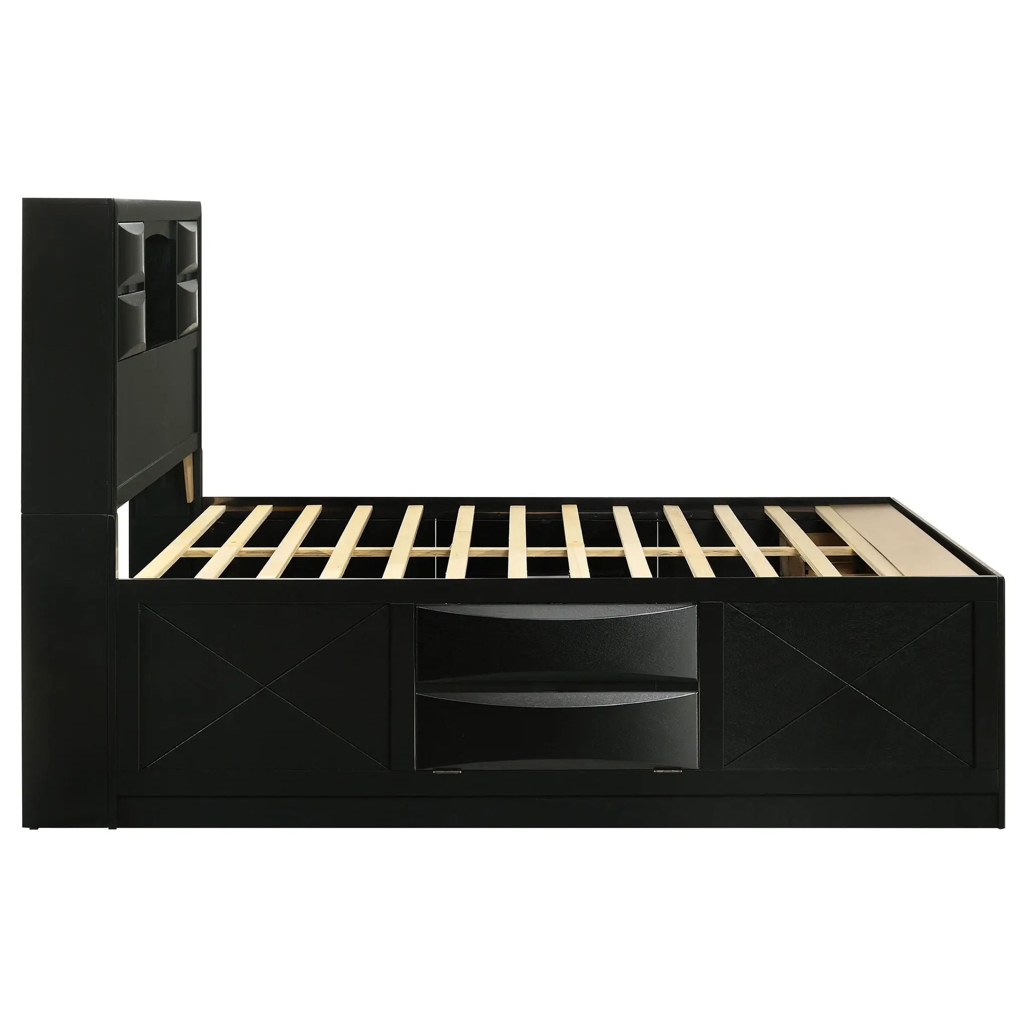 Briana Wood Queen Storage Bookcase Bed Black by Unique Piece Furniture