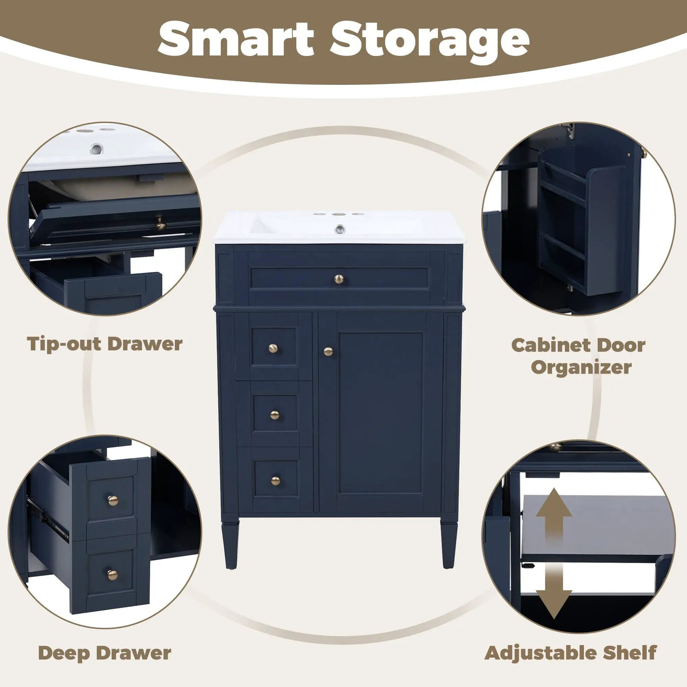 24'' Bathroom Vanity with Top Sink and Storage Cabinet by HouseOfZazla