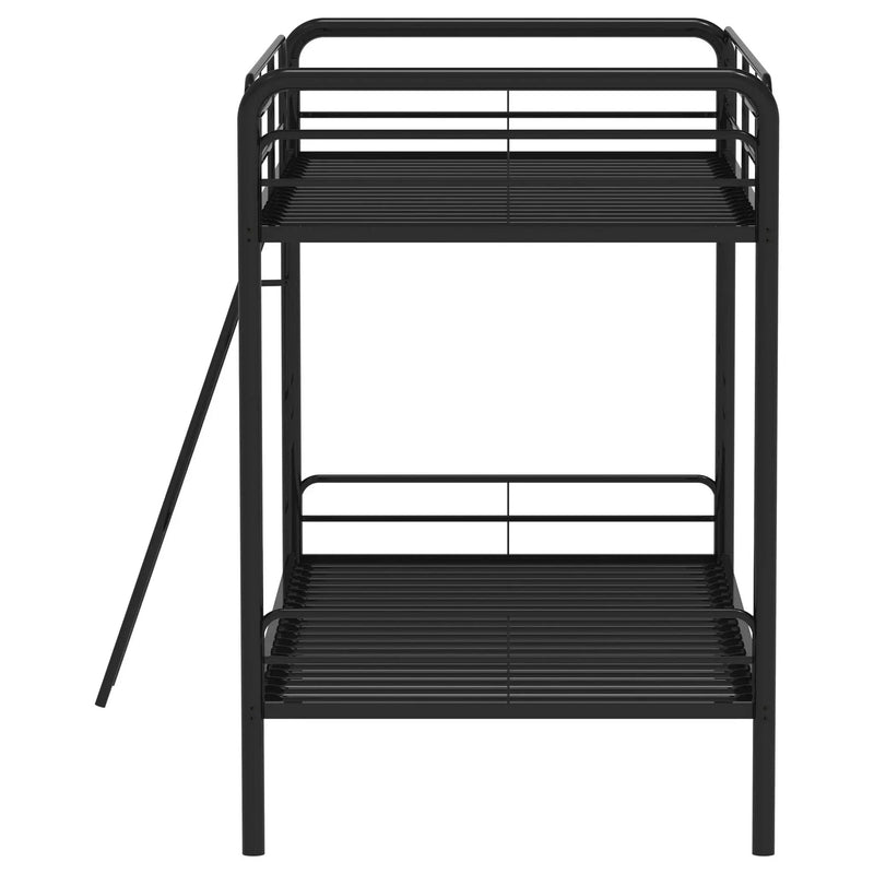 Carson Metal Twin Over Twin Bunk Bed Glossy Black by Unique Piece Furniture