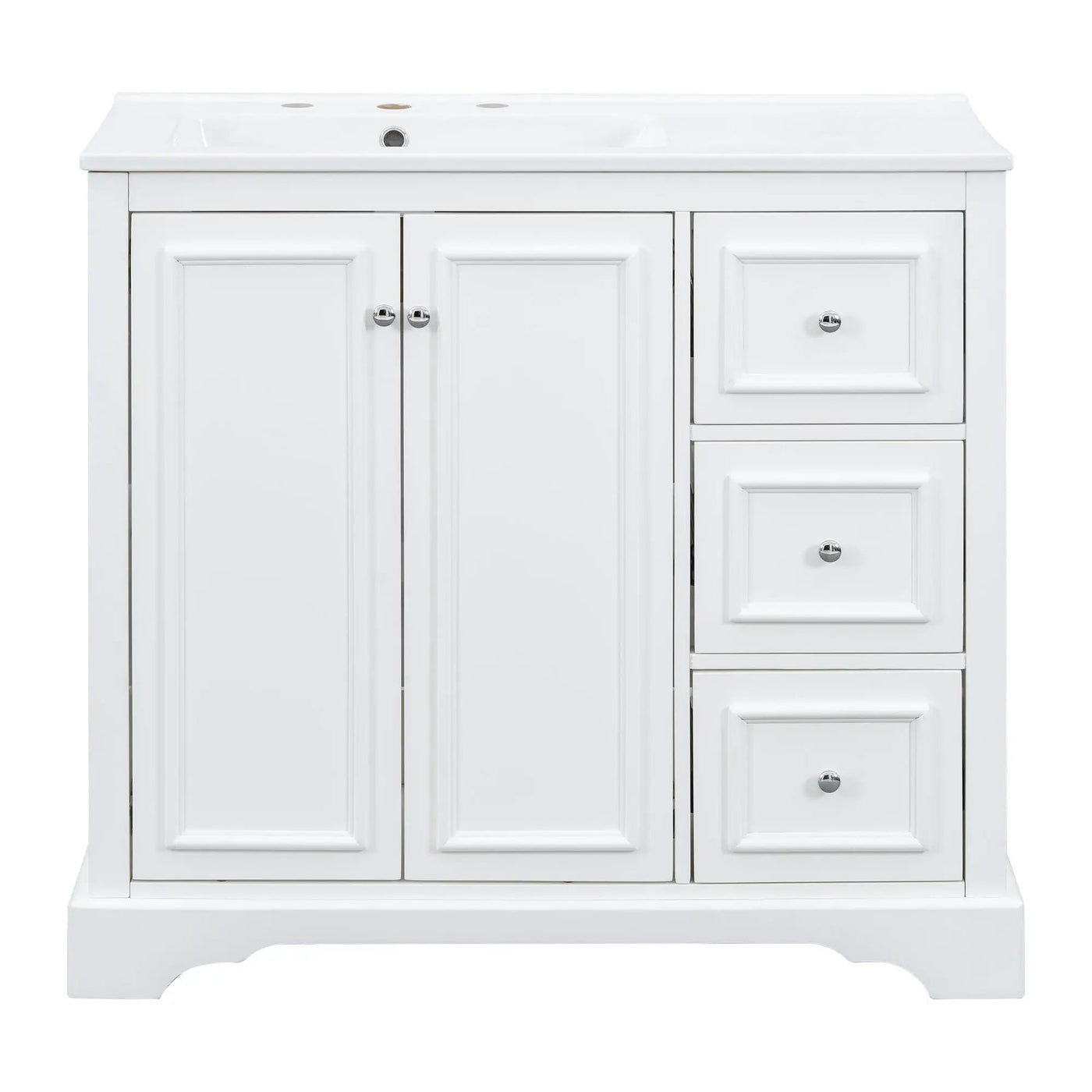 Bathroom Vanity With Sink, Soft-Close Doors, Adjustable U-Shelf, 3 Drawers by HouseOfZazla