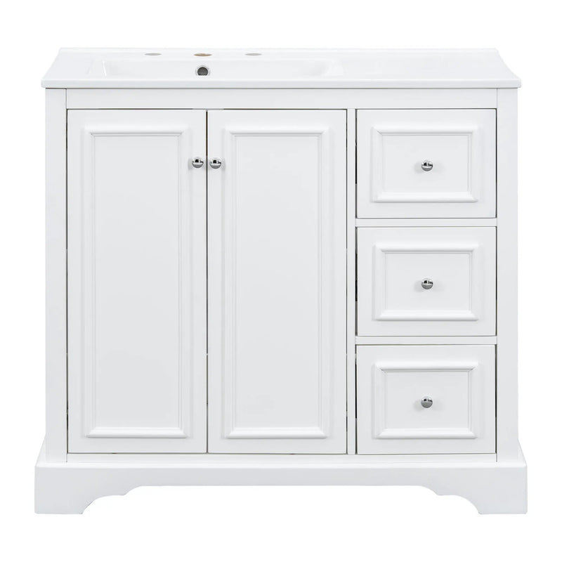 Bathroom Vanity With Sink, Soft-Close Doors, Adjustable U-Shelf, 3 Drawers by HouseOfZazla