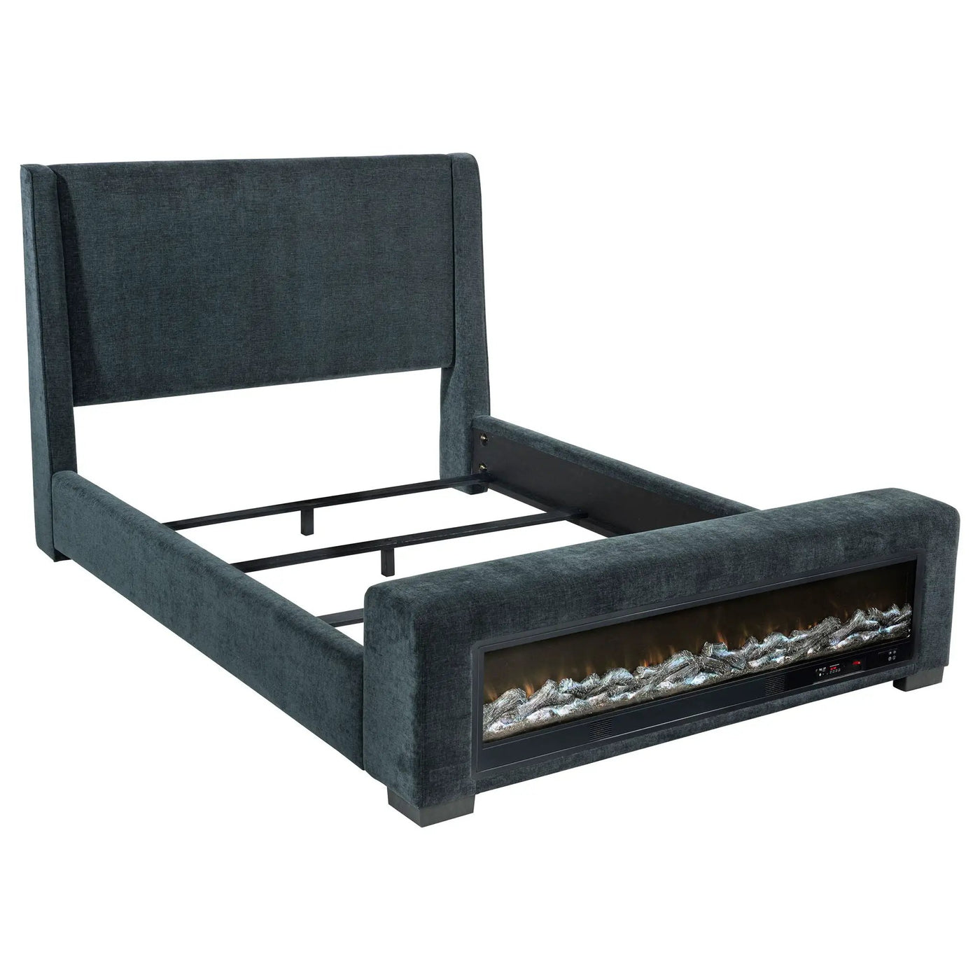 Sebastian - Upholstered Bed With Built-In Flame Visualizer And Bluetooth Speaker by HouseOfZazla