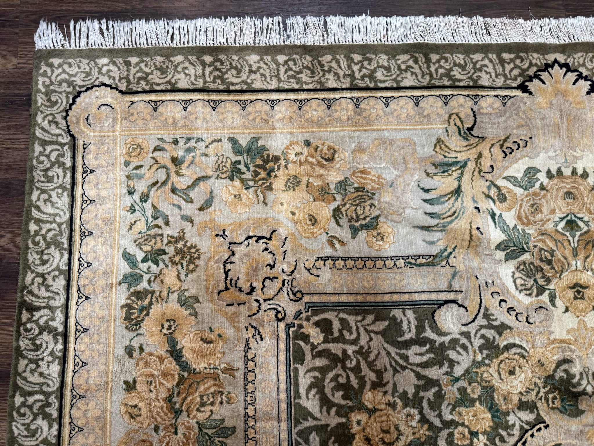 Aubusson Rug 8x10, Very Fine 225 KPSI, Floral, French European Design, Pakistani Carpet by Jewel Rugs