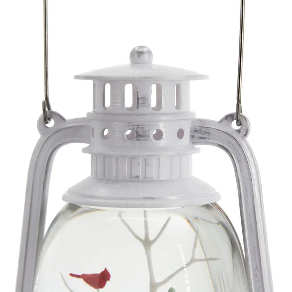Christmas Plastic / Resin Lantern With Snowman & Tree LED / Water Spinning / 6 Hours Timer, 3*AA Batteries Required - White / Multi by HouseOfZazla