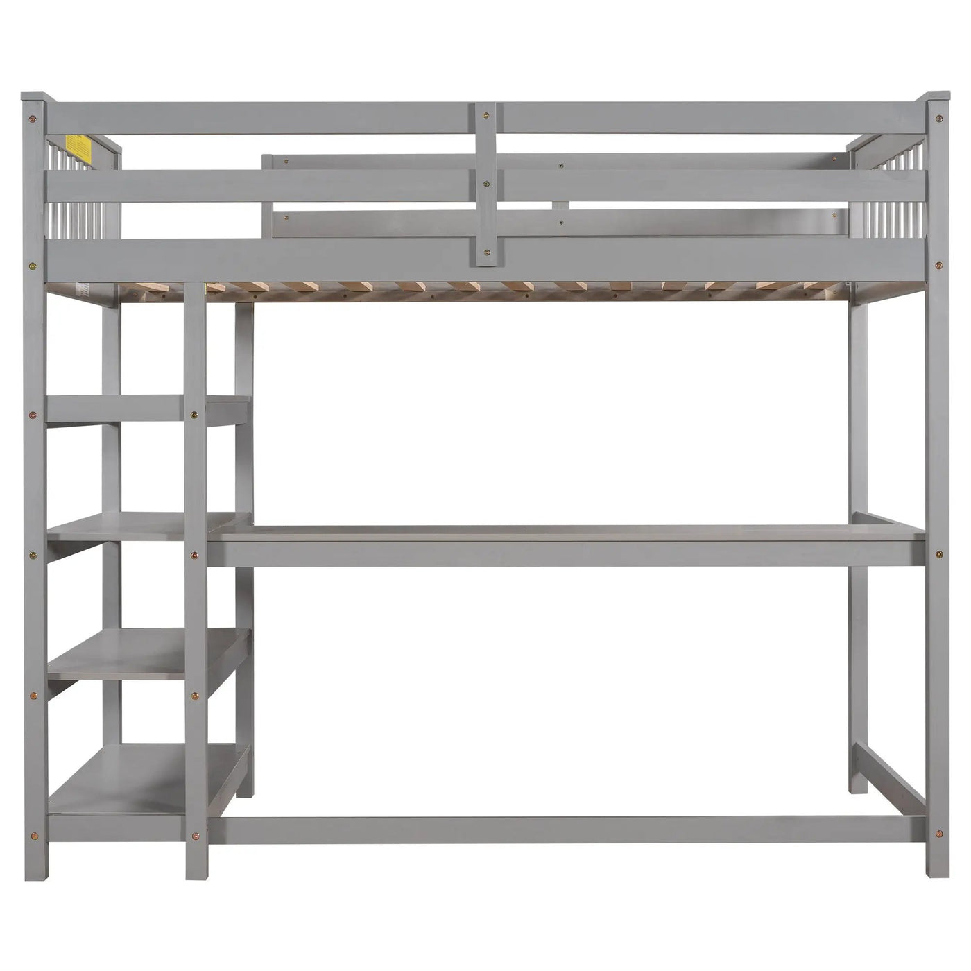 Loft Bed With Storage Shelves And Under Bed Desk by HouseOfZazla
