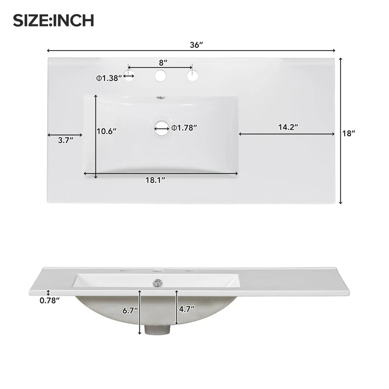 Bathroom Vanity With Ceramic Sink Combo, Abundant Storage Cabinet 2 Soft Close Doors And 5 Drawers by HouseOfZazla