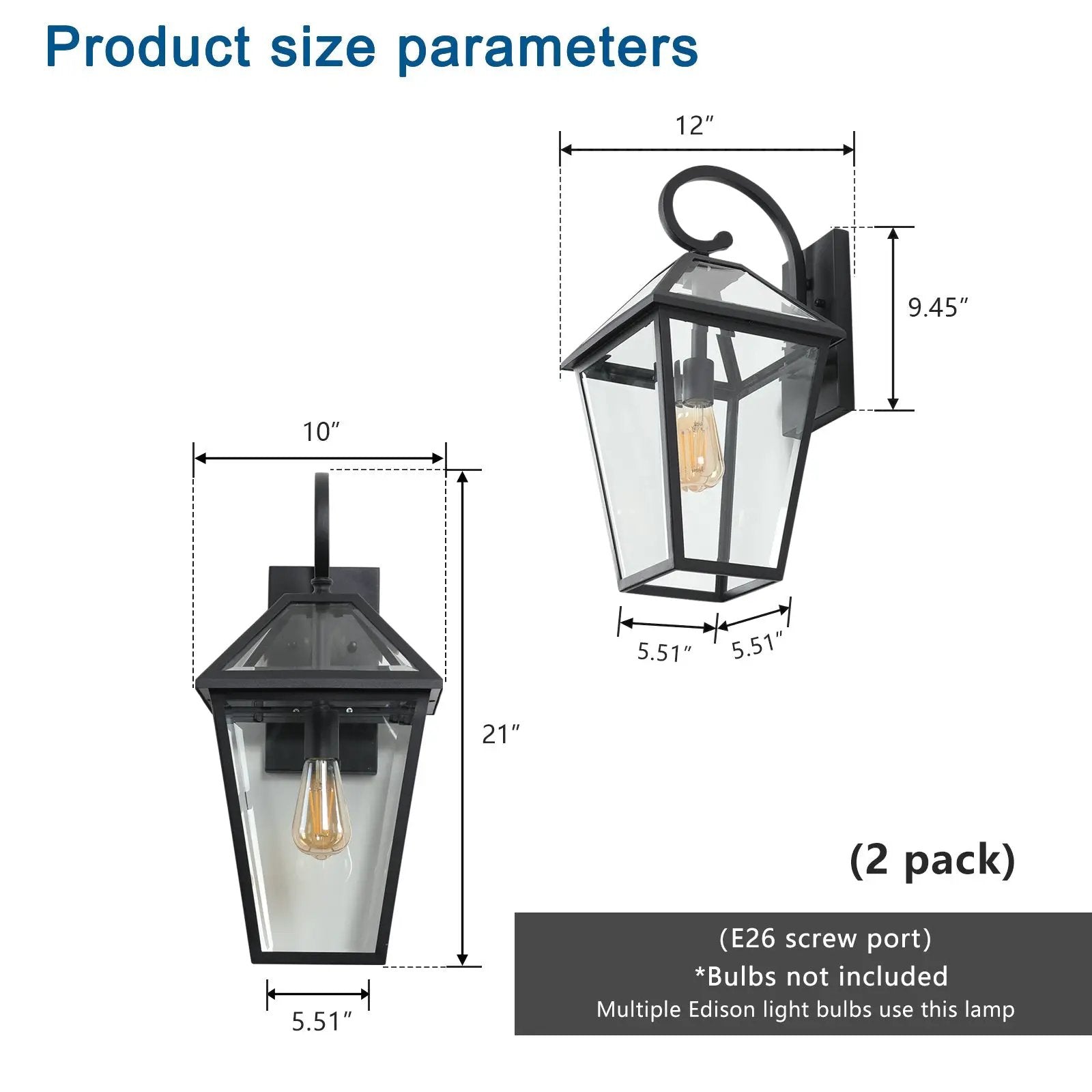 21" Outdoor Wall Lantern Light – Modern by HouseOfZazla