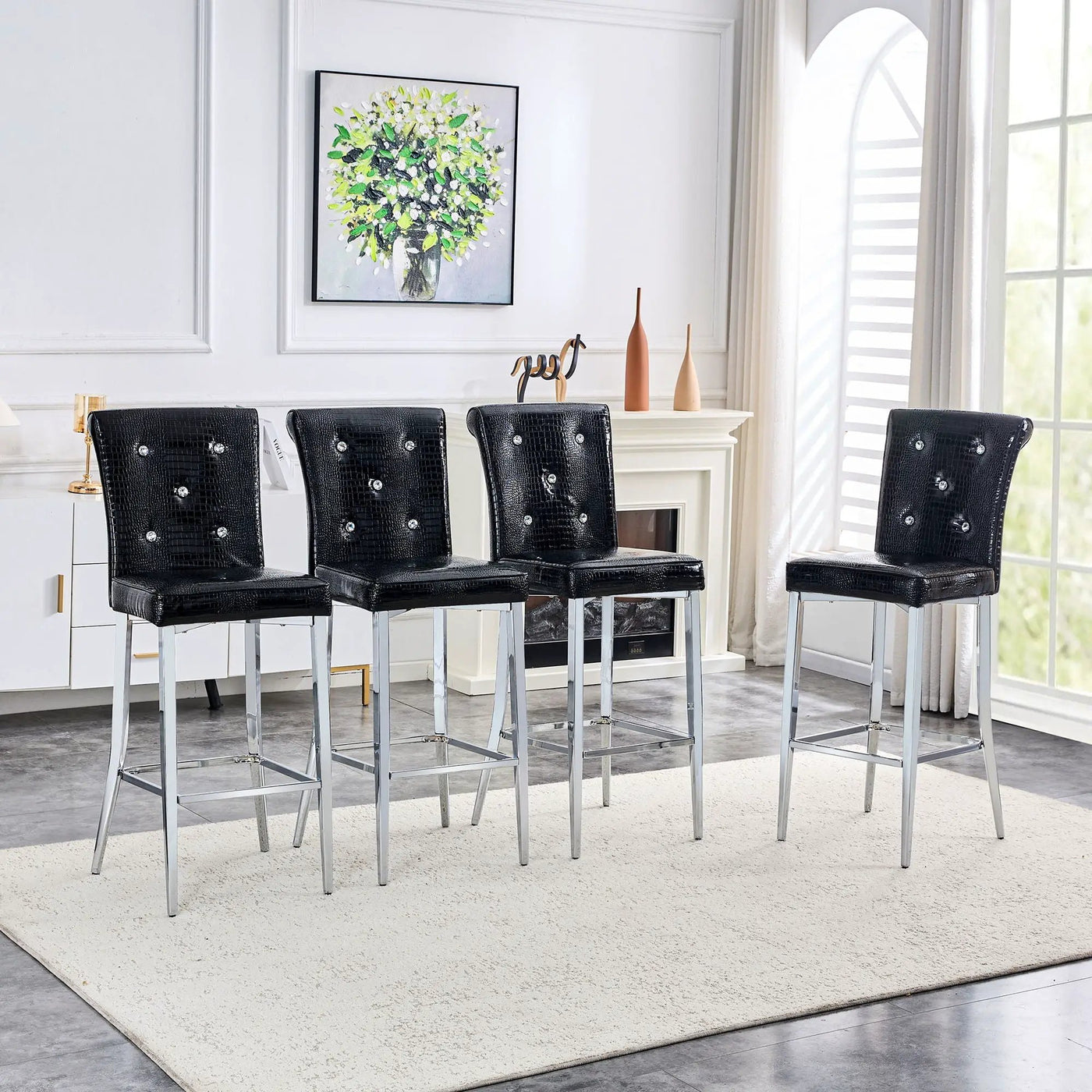 Bar Chairs & Crystal Clasp Design (Set of 2) by HouseOfZazla