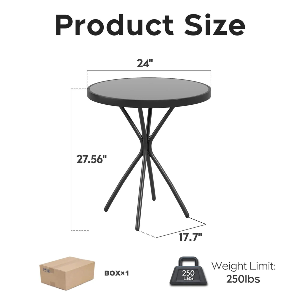 Tempered Glass Side Table 24" Round by HouseOfZazla