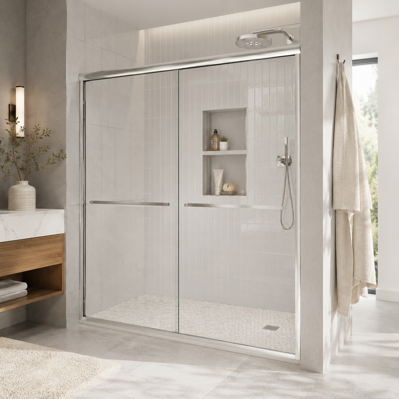 56-60" W x 72" H Framed Double Sliding Shower Door by HouseOfZazla