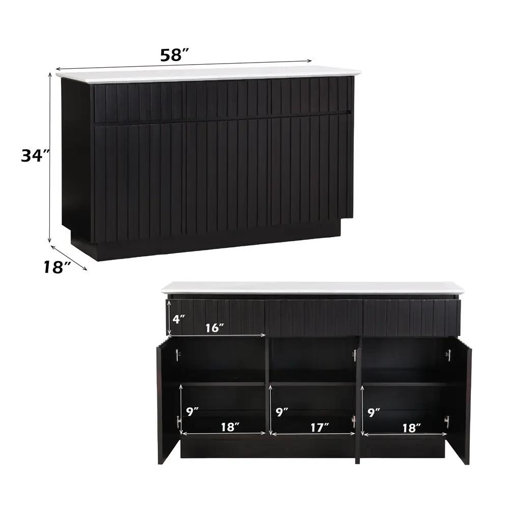 Jaramillo - Server - Engineering Marble Top & Black by Unique Piece Furniture